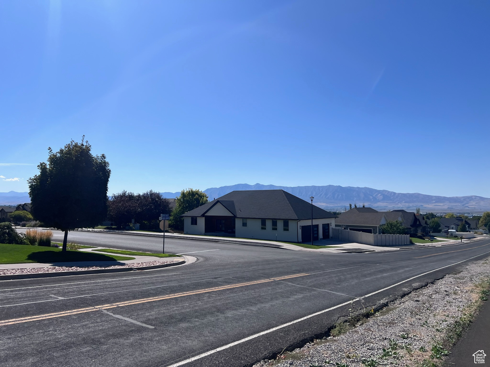 View of street with a mountain view