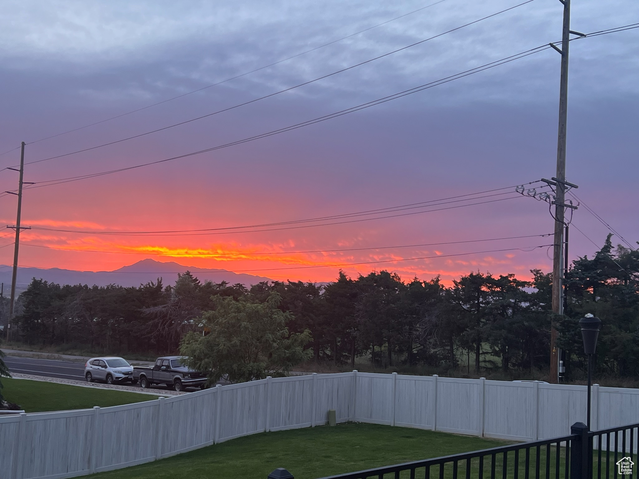 View of yard at dusk