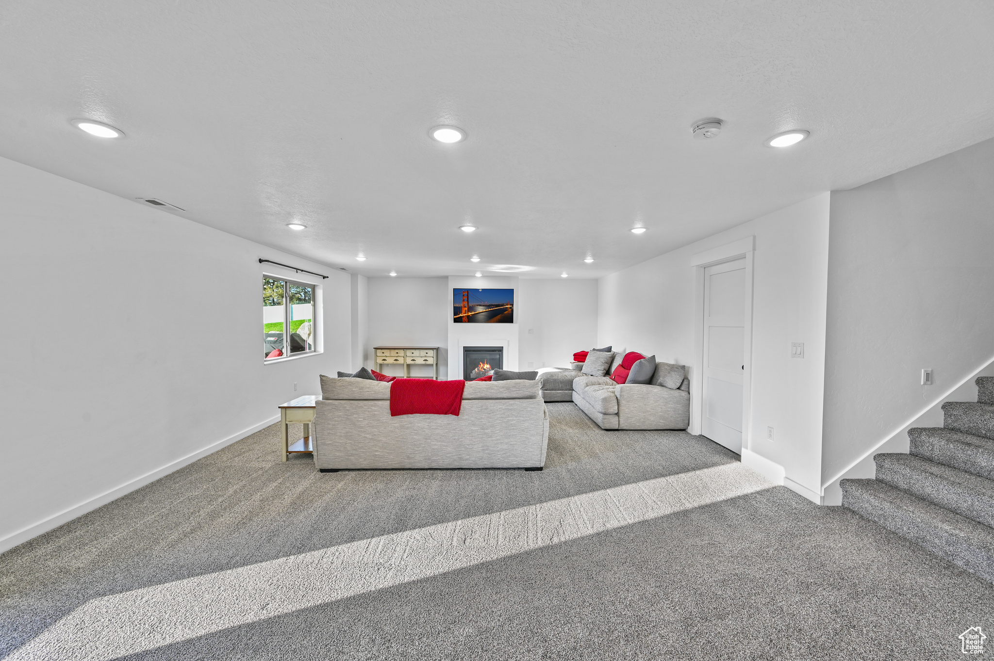 Living room featuring carpet