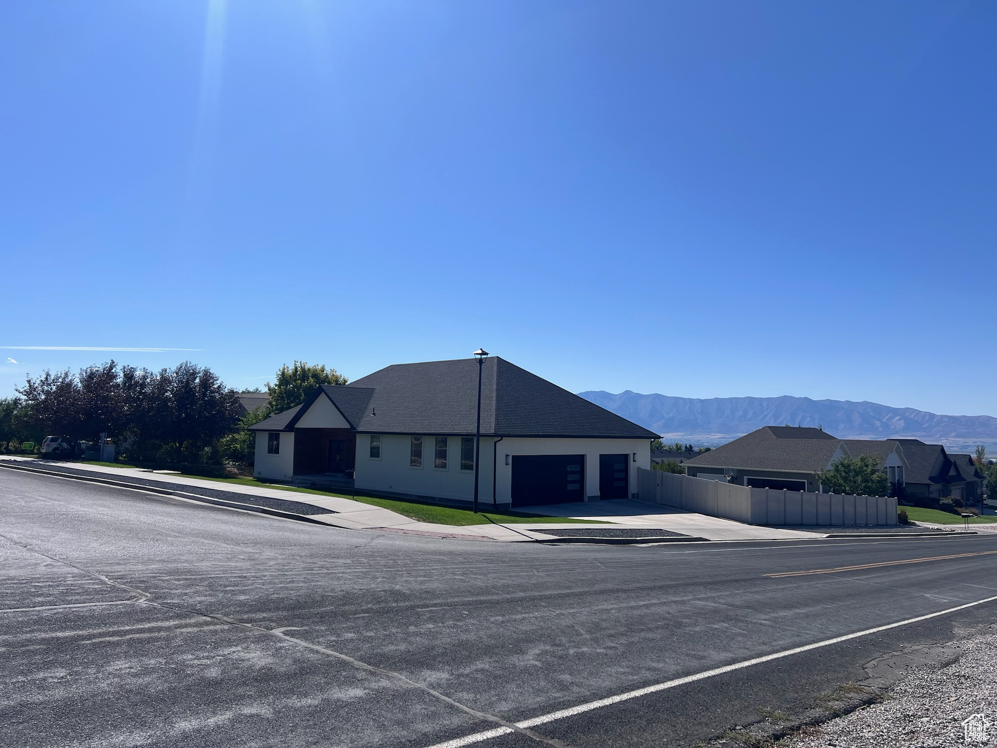 Exterior space featuring a mountain view