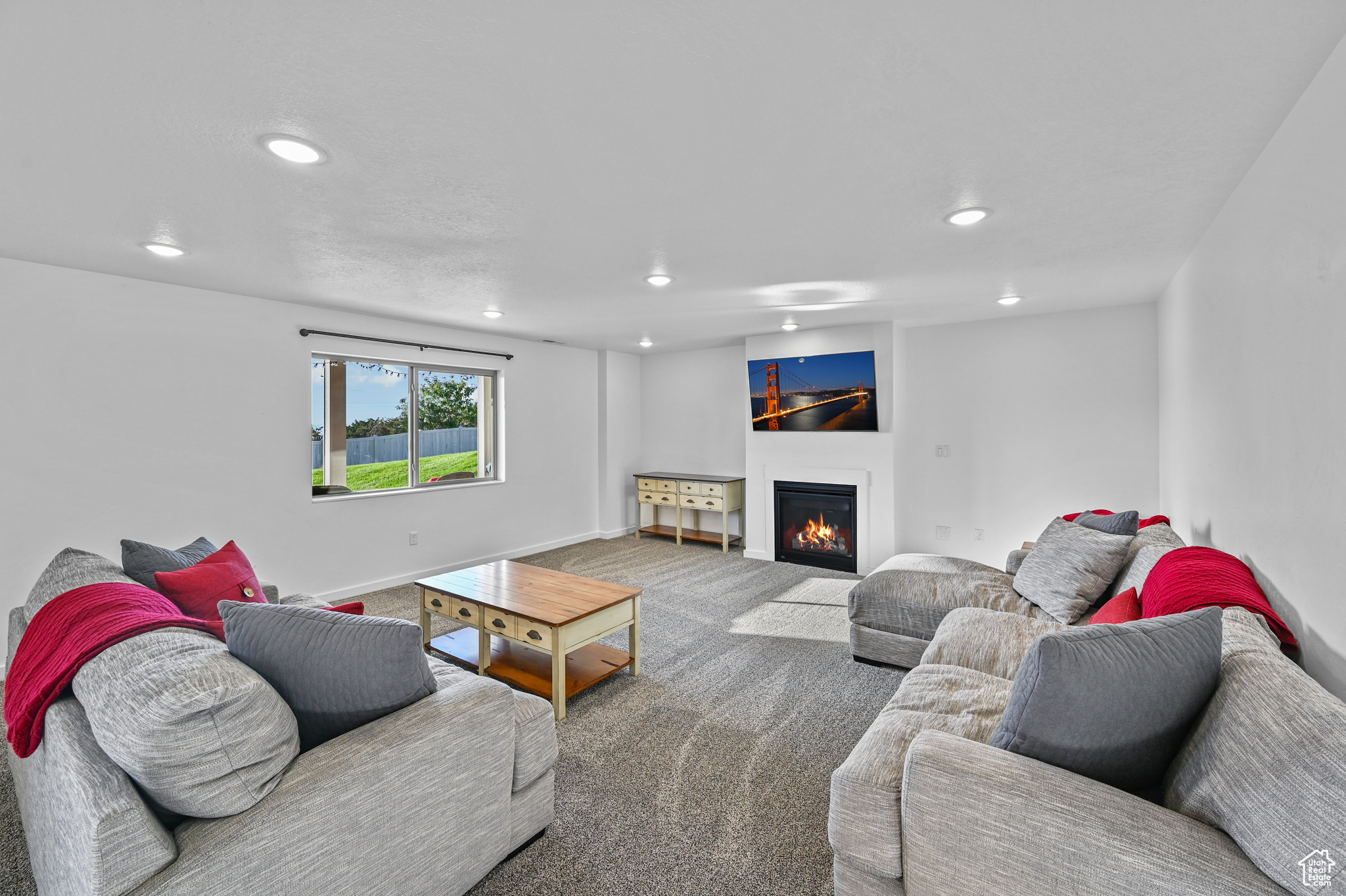 Living room featuring carpet