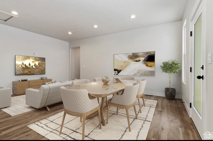 Dining area featuring light hardwood / wood-style flooring