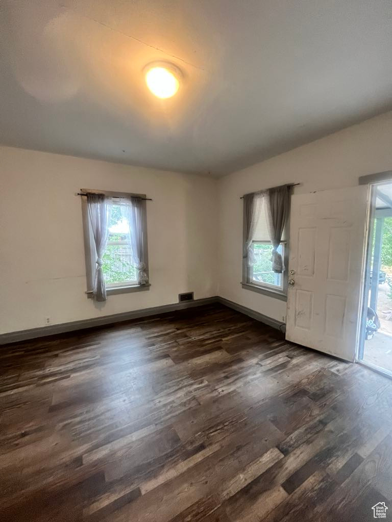 Interior space with dark wood-type flooring