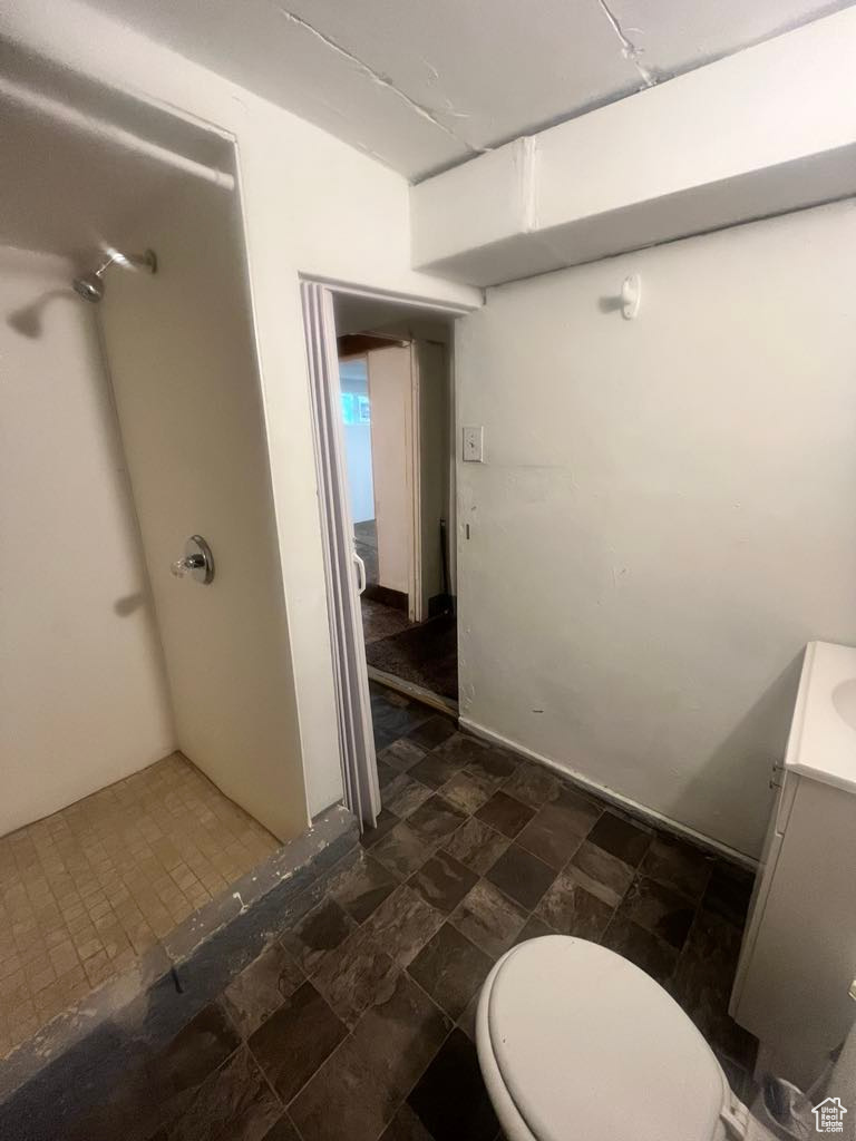 Bathroom with vanity and toilet