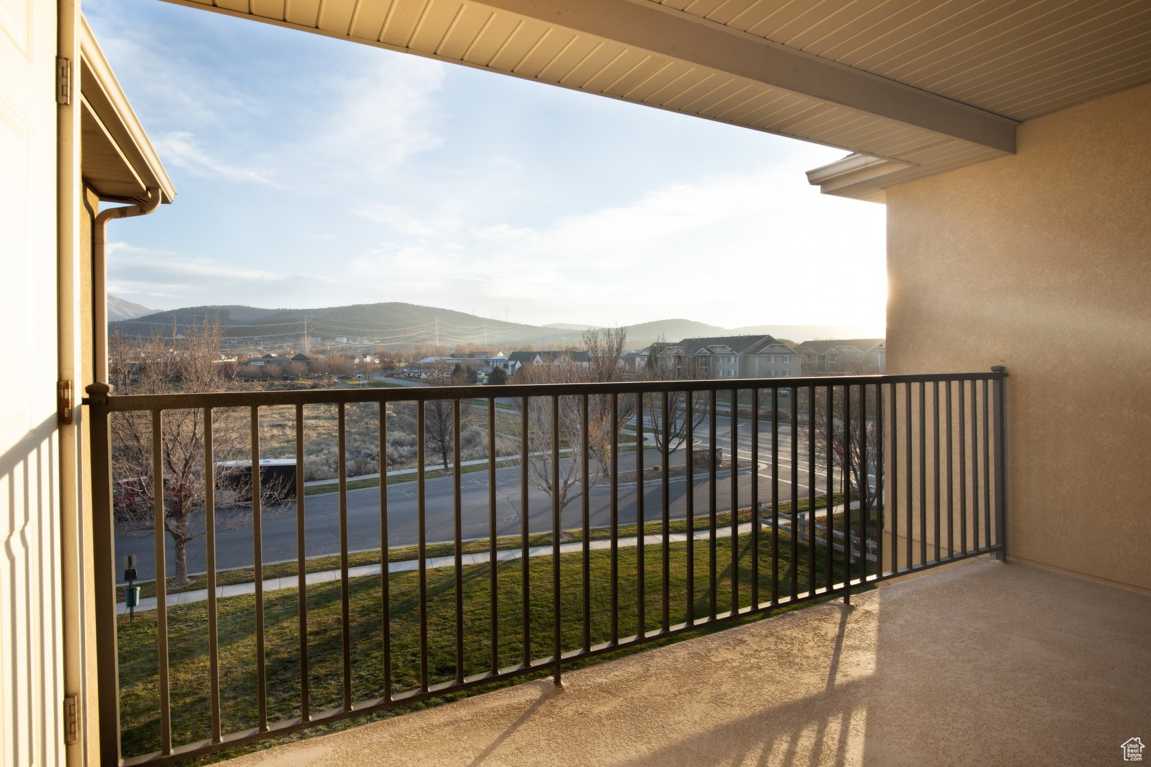 Balcony with a mountain view