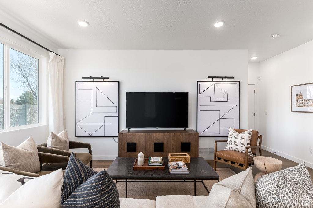 Living room featuring wood-type flooring