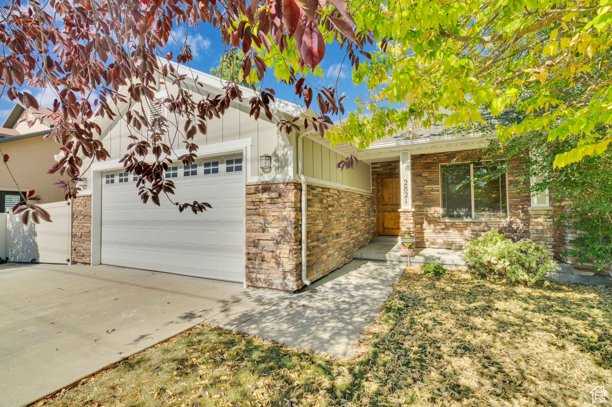 View of front of home with a garage