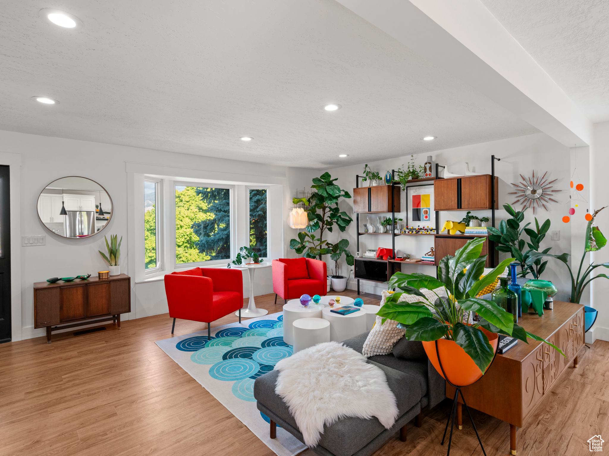 Living room featuring light wood-type flooring