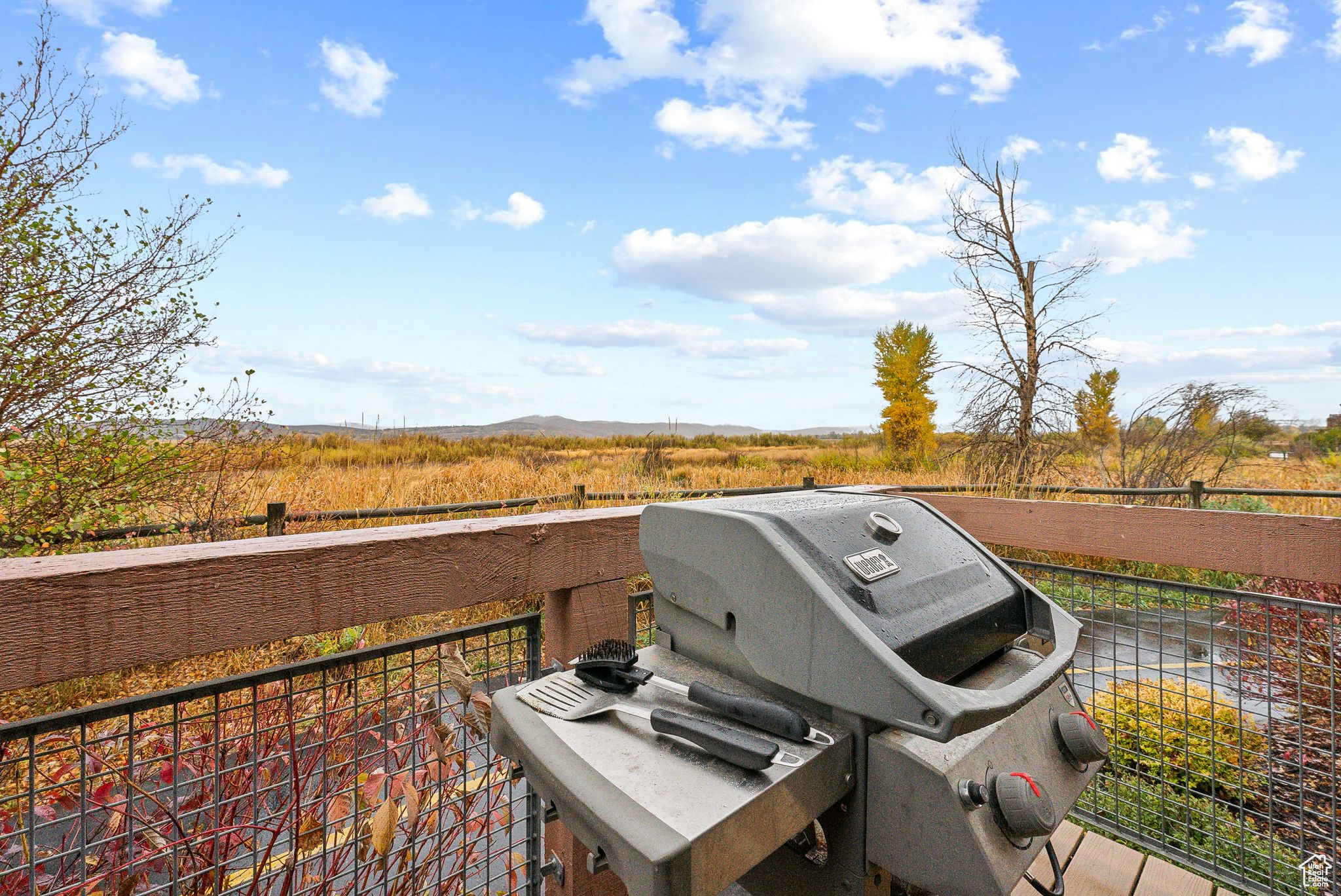 Deck with area for grilling  and view over Swaner Nature Preserve