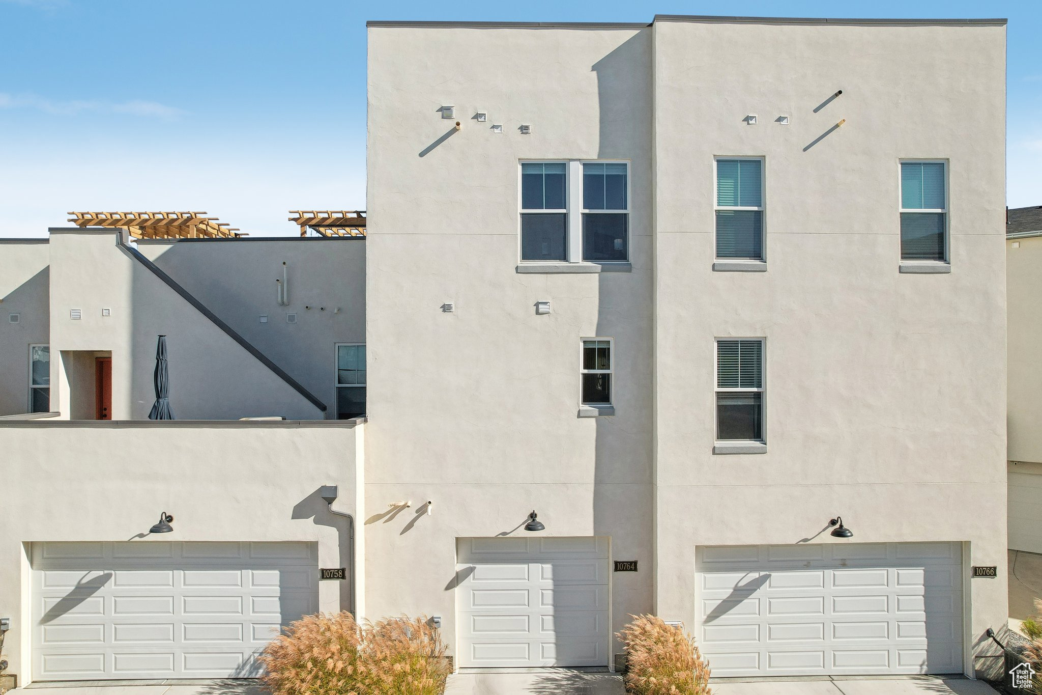 Exterior space featuring a garage