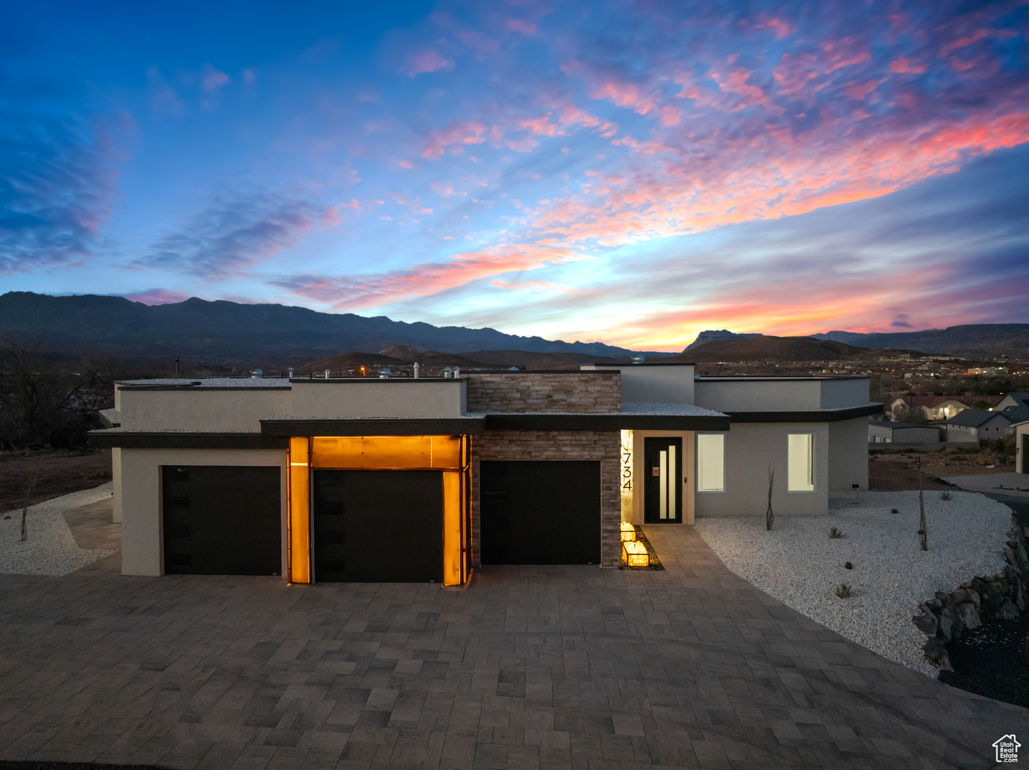 View of front facade with a mountain view