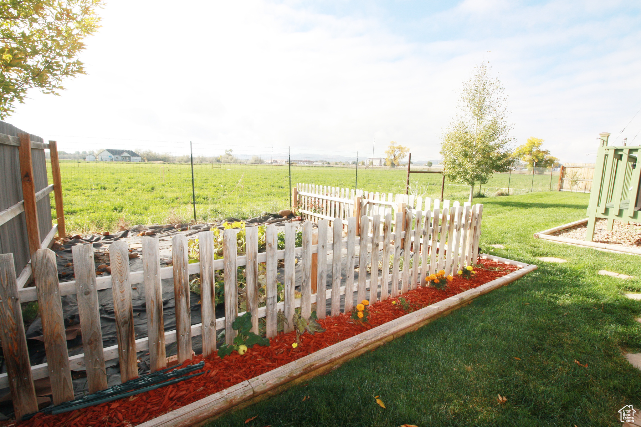 View of yard and garden with a rural view