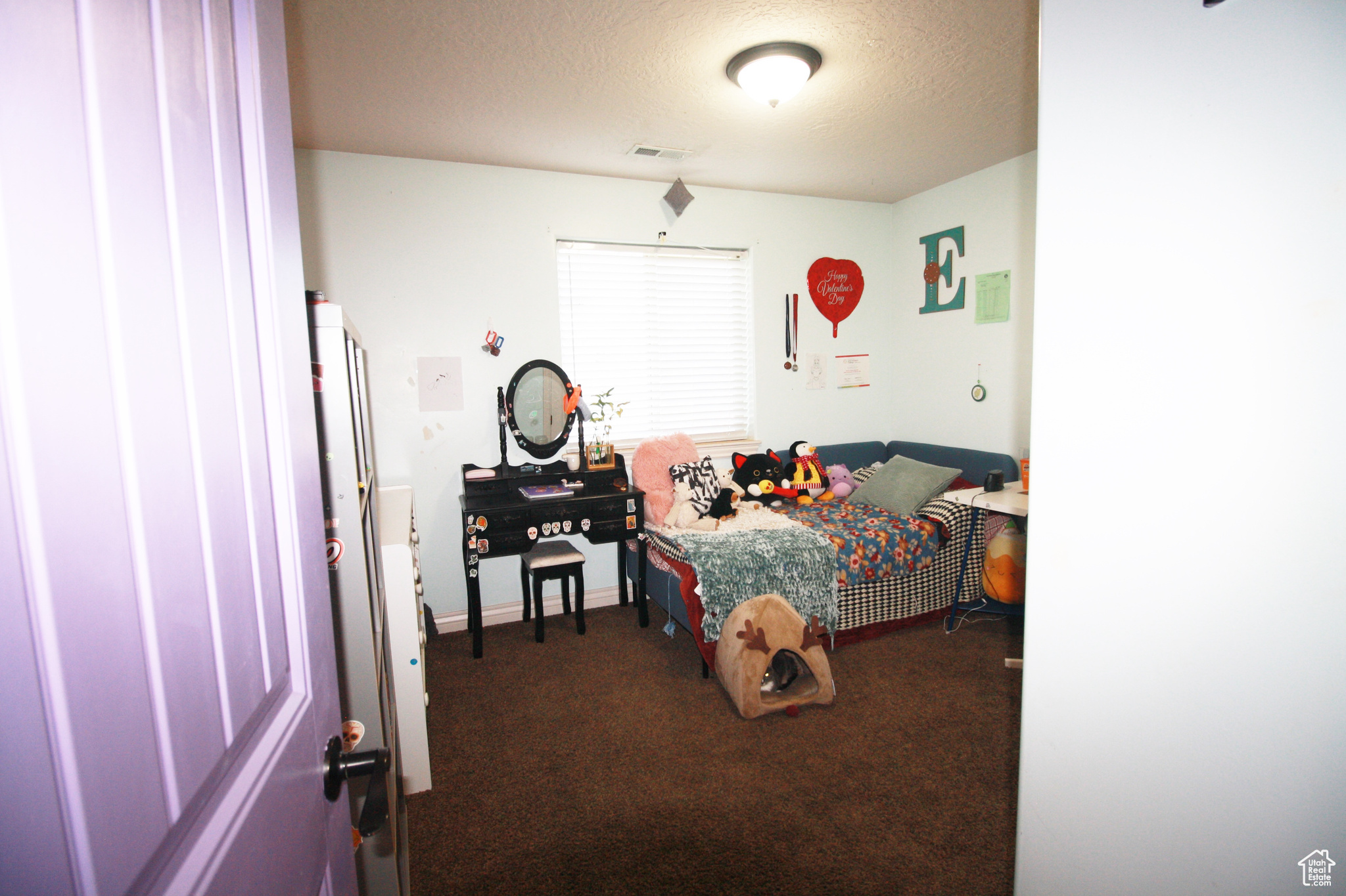 Bedroom 3, Carpeted bedroom featuring a textured ceiling