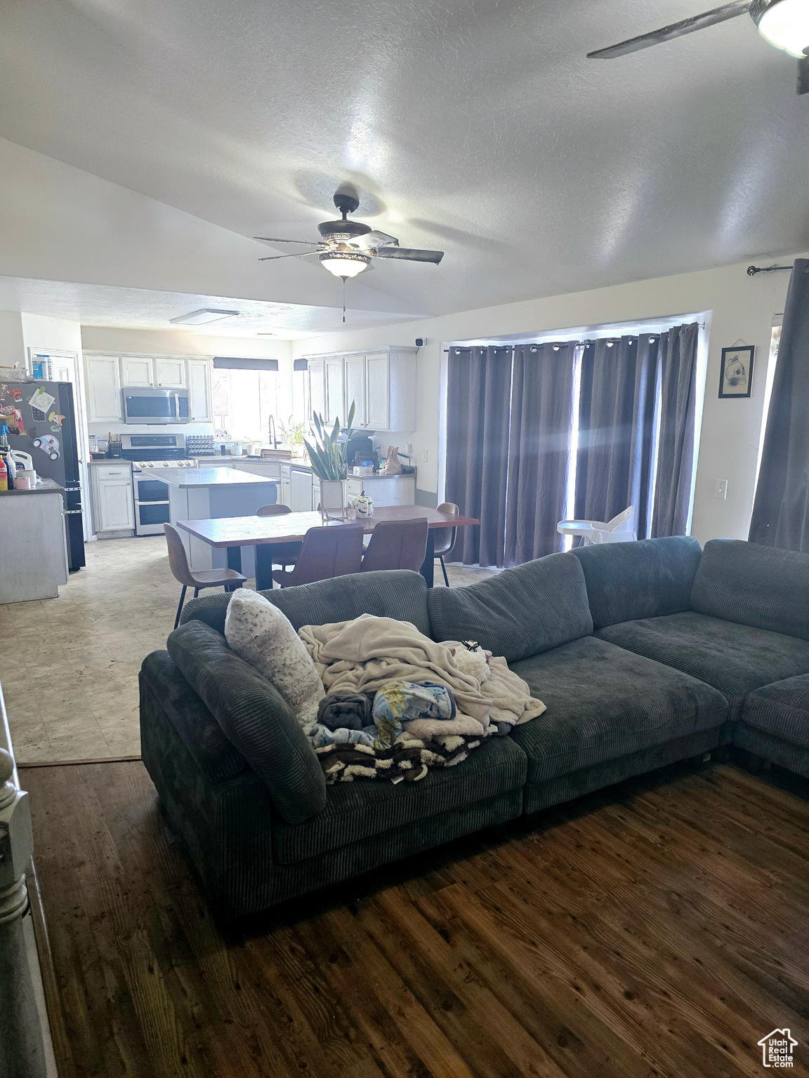 Living room into kitchen