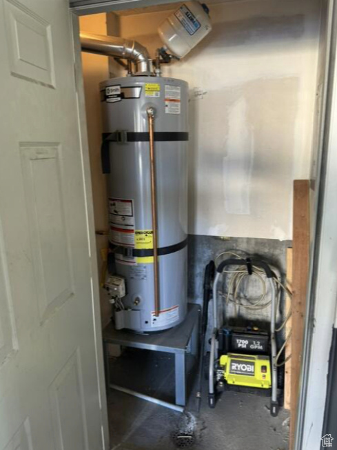 Utility room with secured water heater