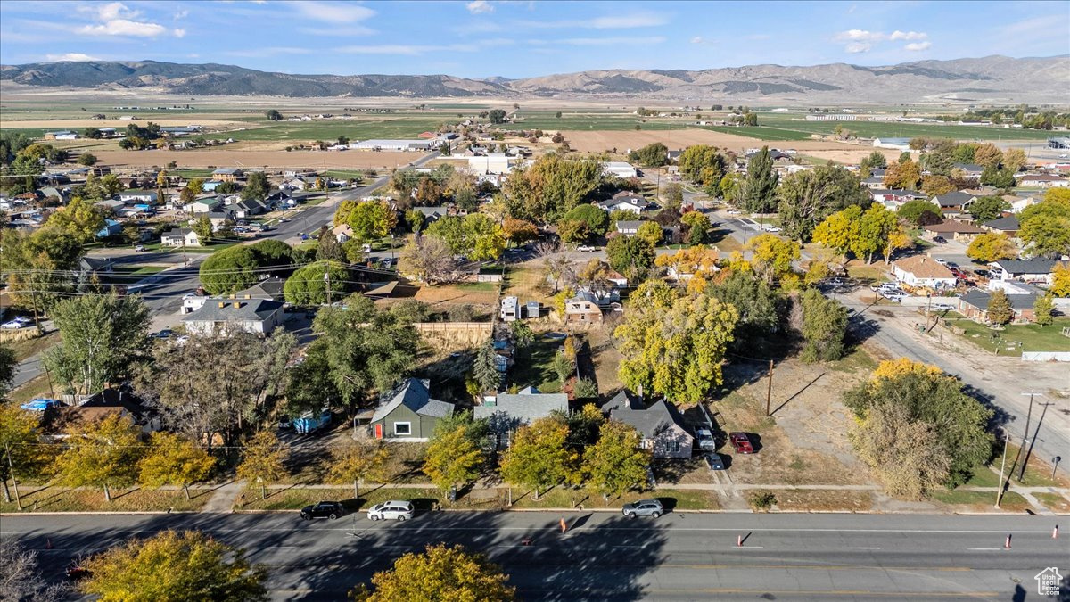 Aerial view featuring a mountain view