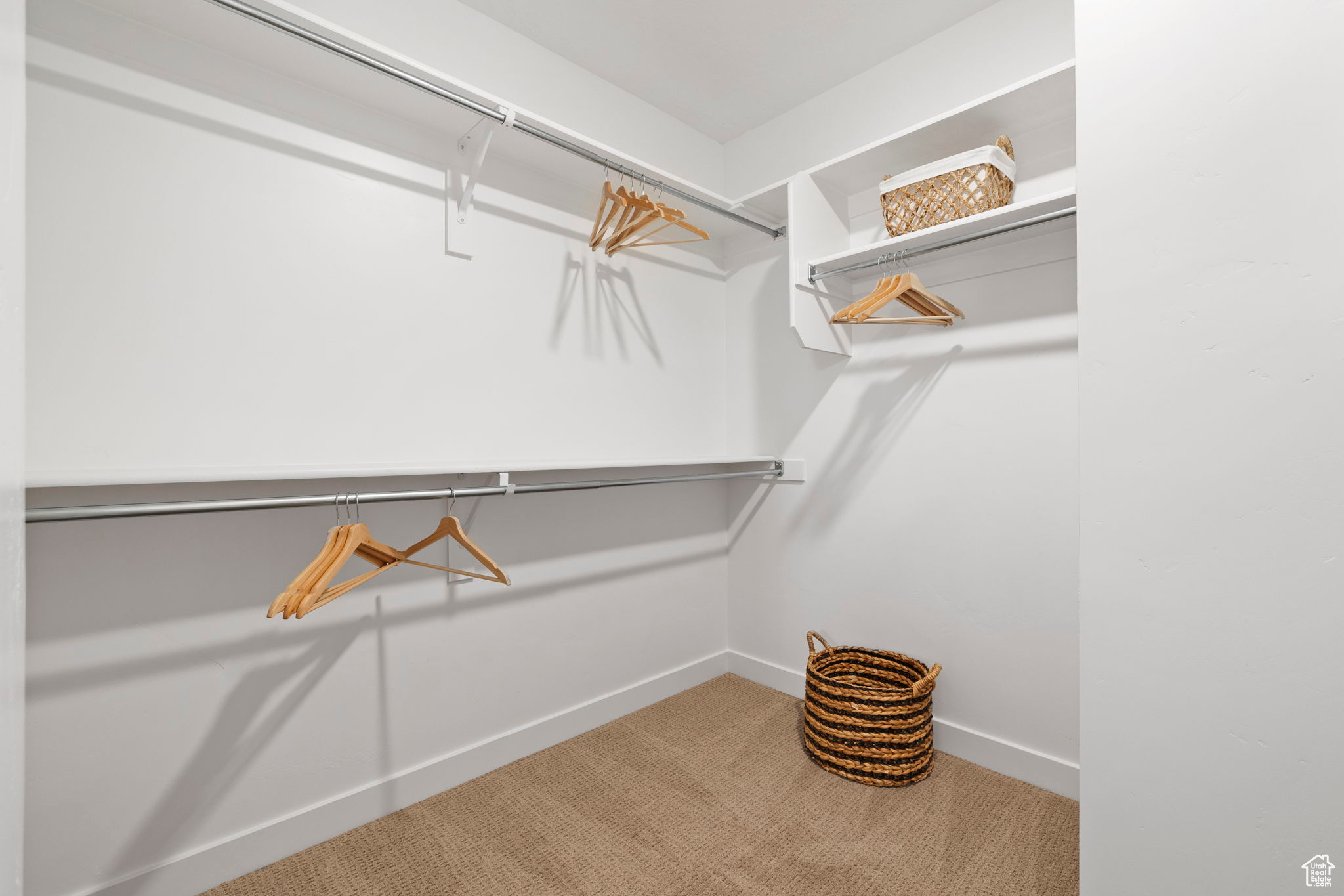 Walk in closet with carpet flooring