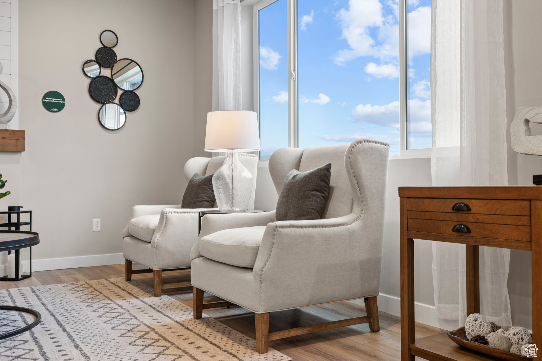 Living area featuring light hardwood / wood-style flooring