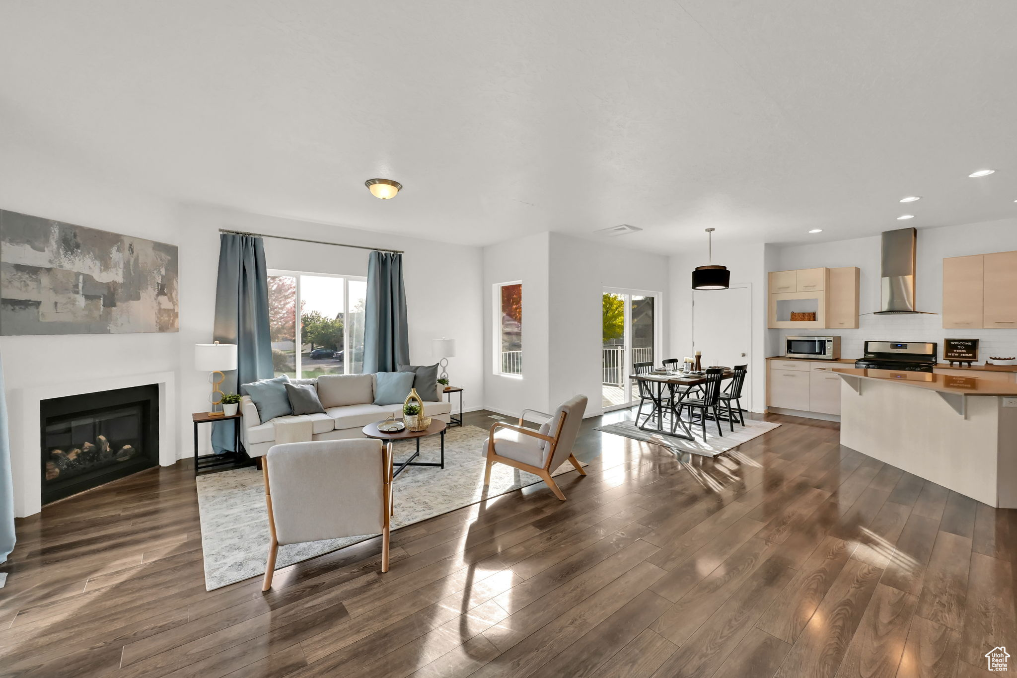 Living room featuring dark hardwood / wood-style floors