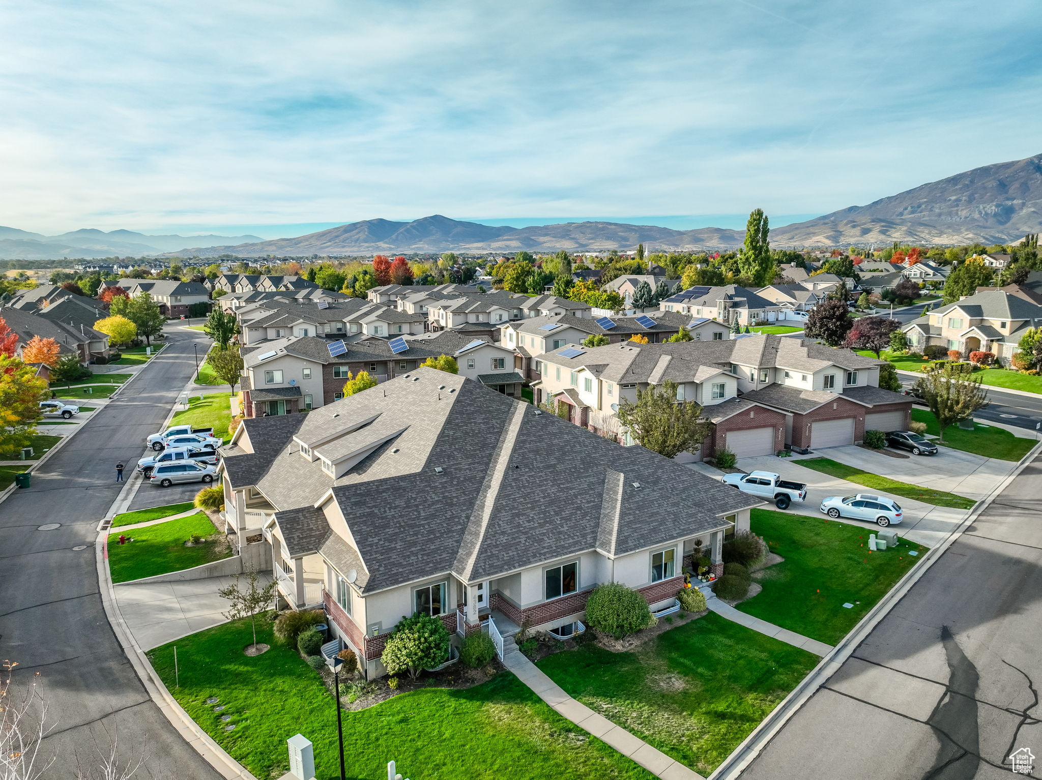 Drone / aerial view with a mountain view