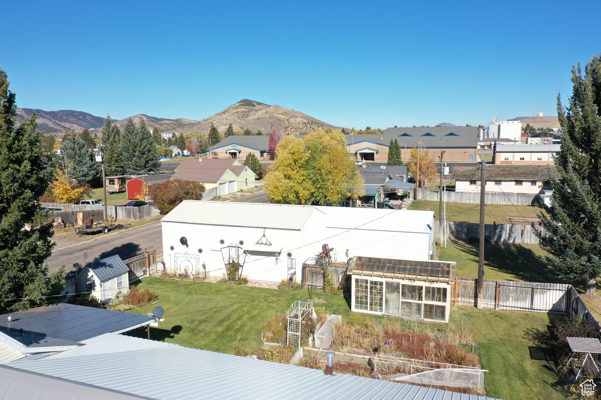 Drone / aerial view with a mountain view