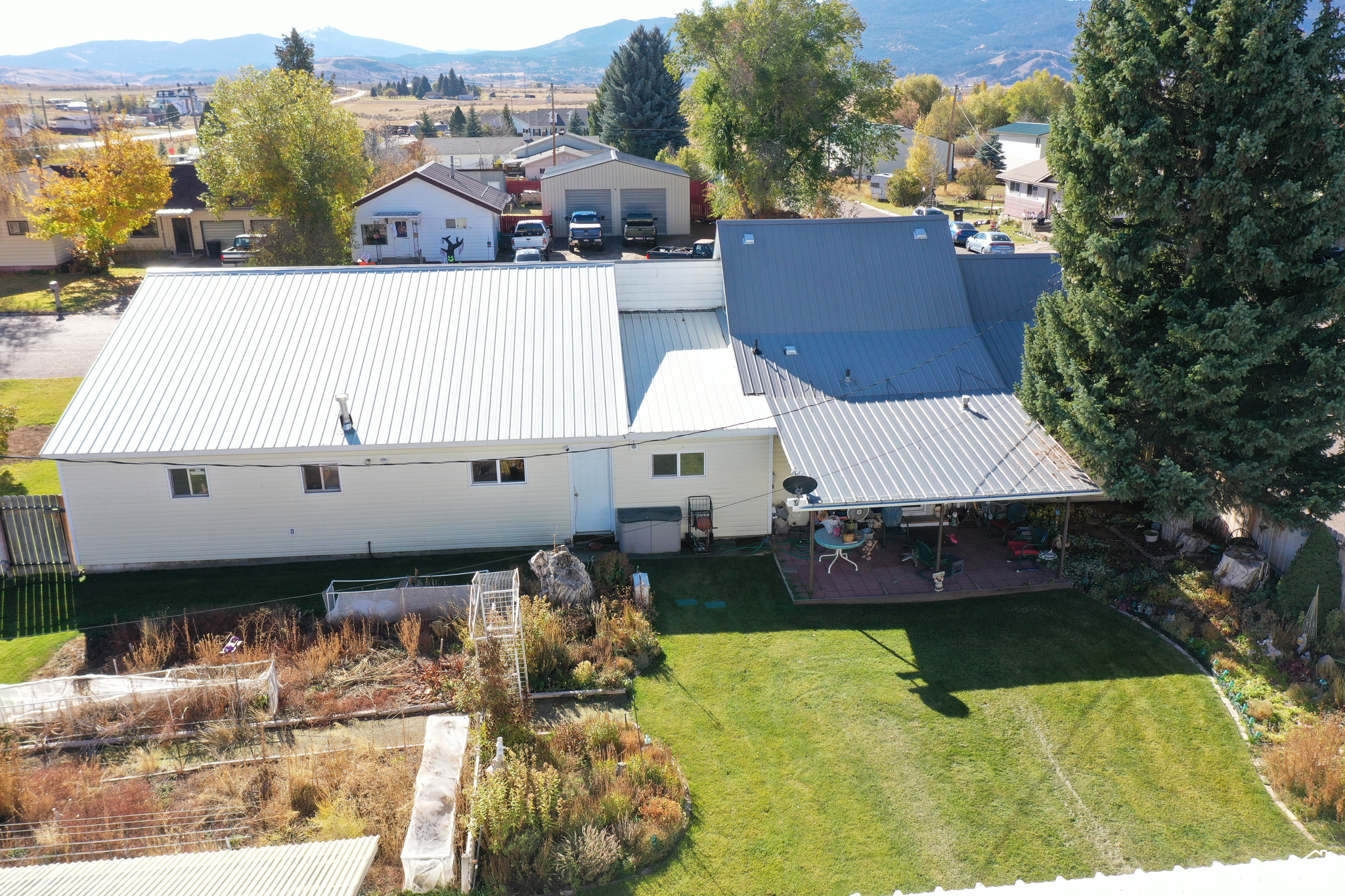 Drone / aerial view with a mountain view