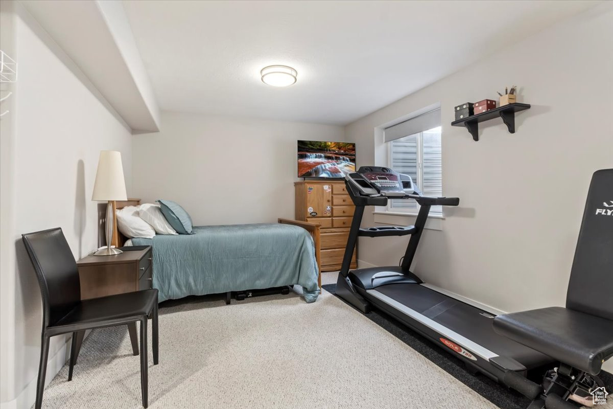 Bedroom with carpet