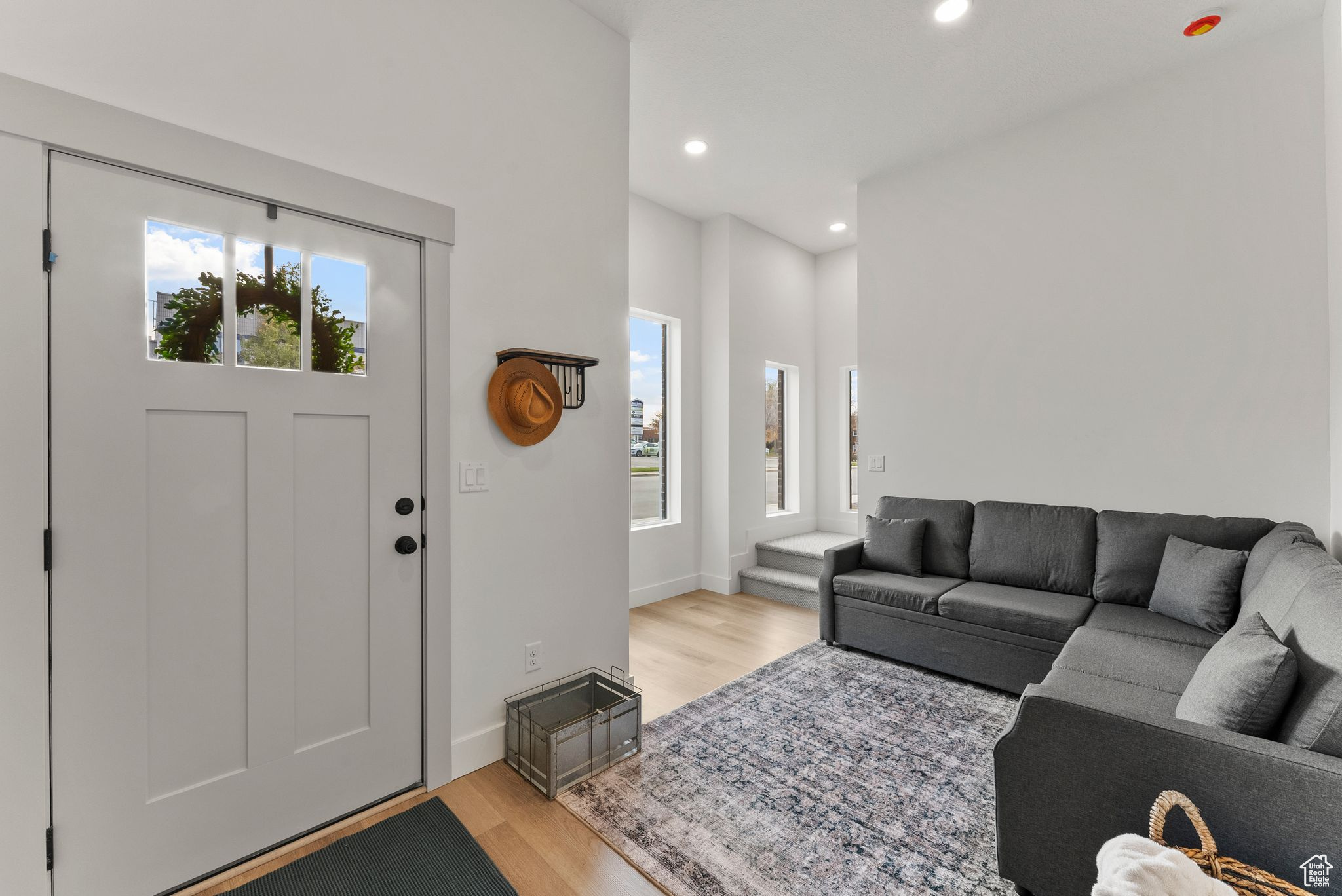 Living room featuring light wood-type flooring