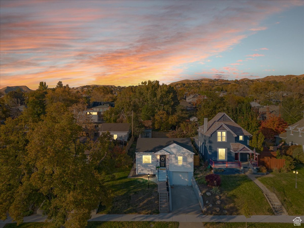 View of aerial view at dusk