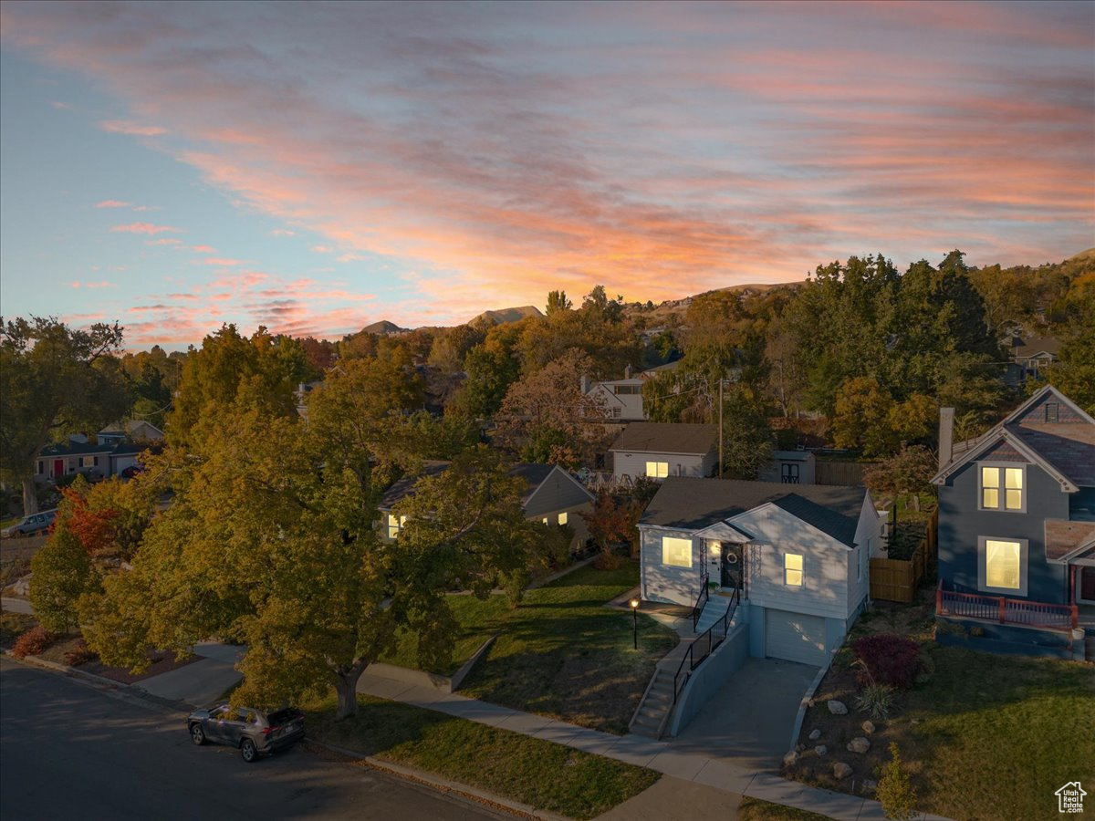 View of aerial view at dusk