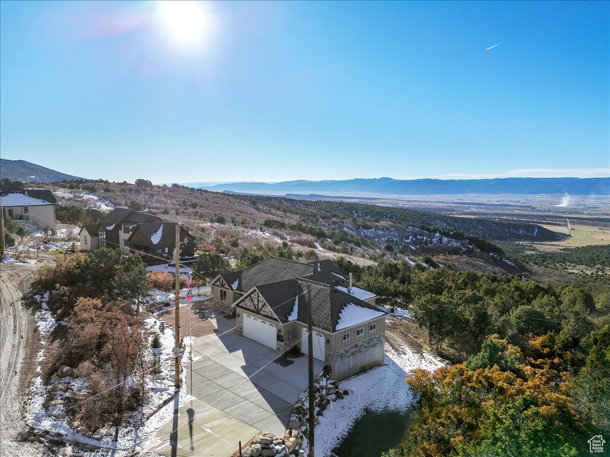 Drone / aerial view with a mountain view