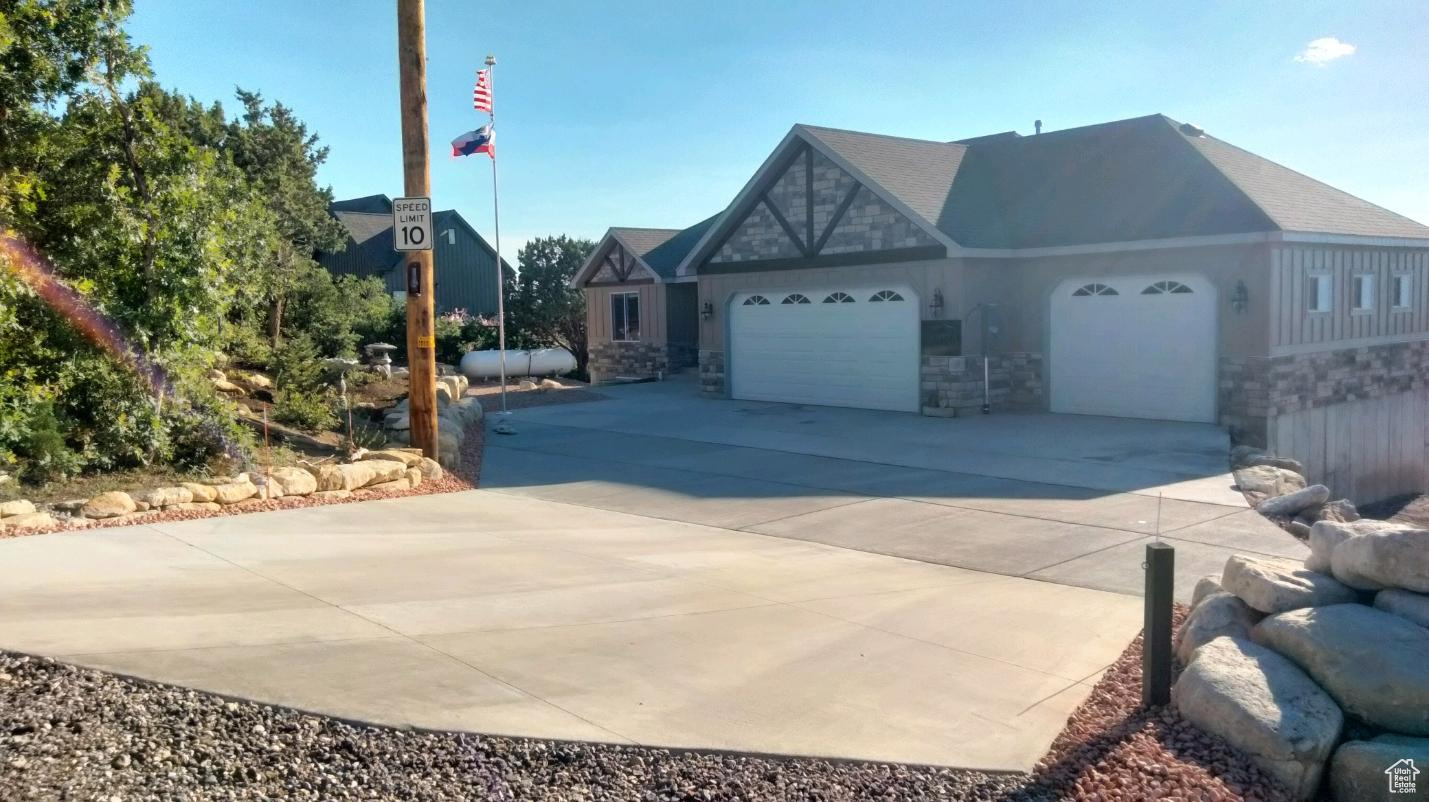 View of front of home with a garage