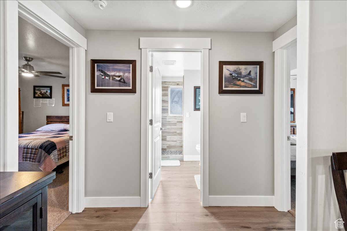 Downstairs Corridor leading to both bedrooms and bathroom