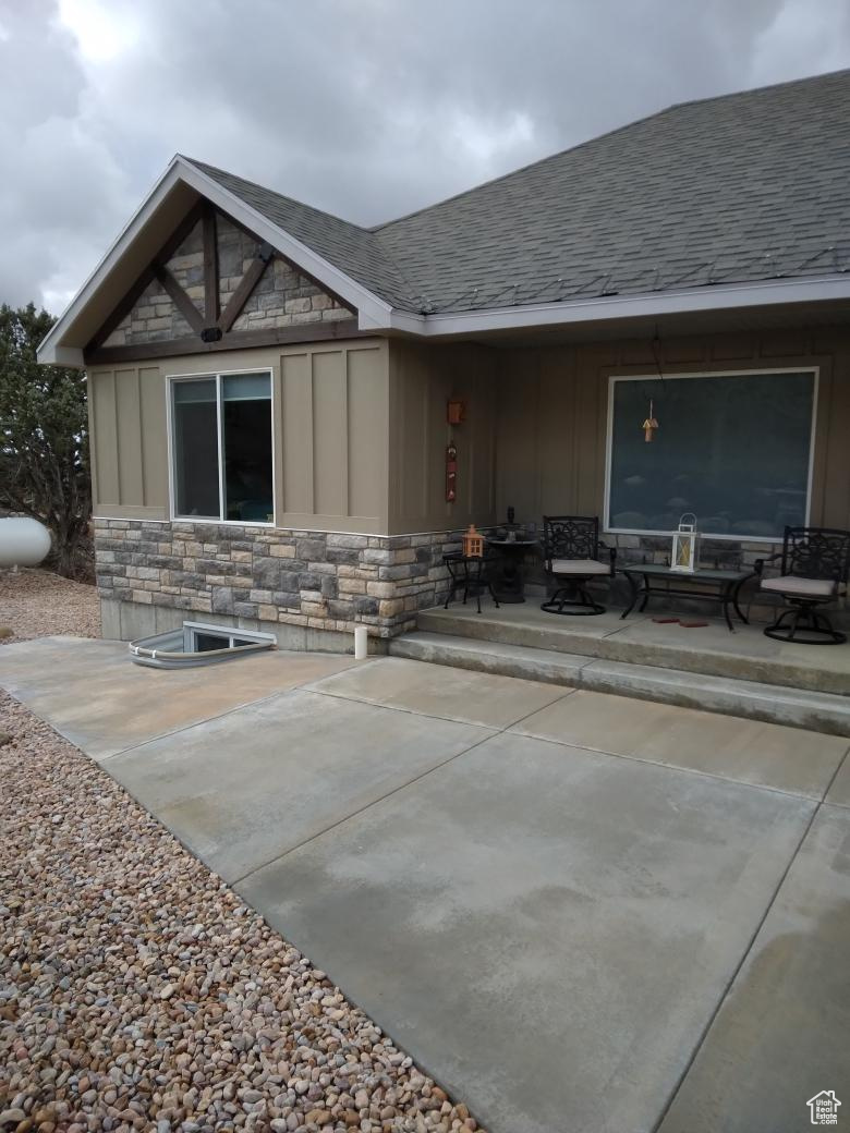 Exterior space featuring a patio area