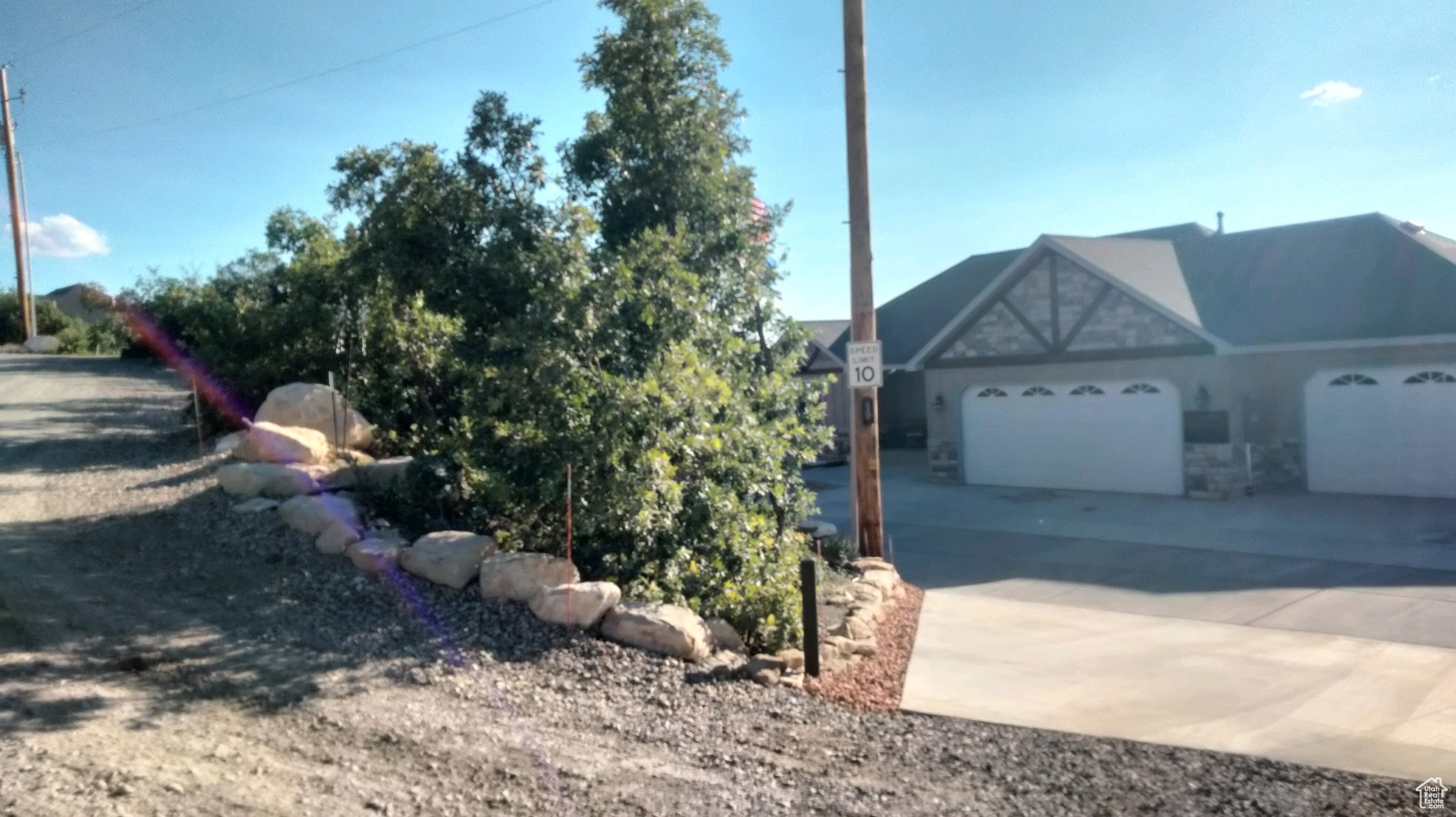 Exterior space with a garage