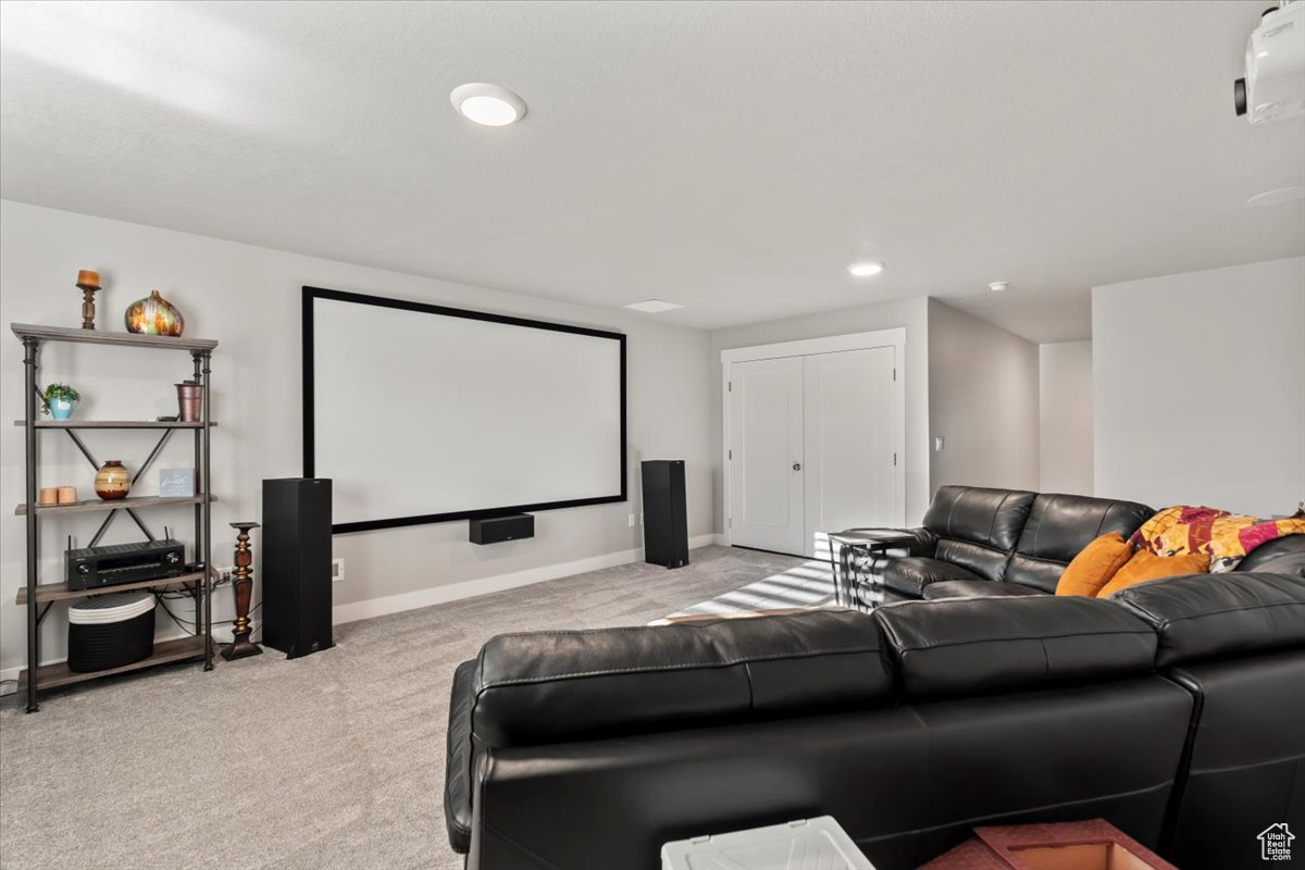 Cinema with light colored carpet