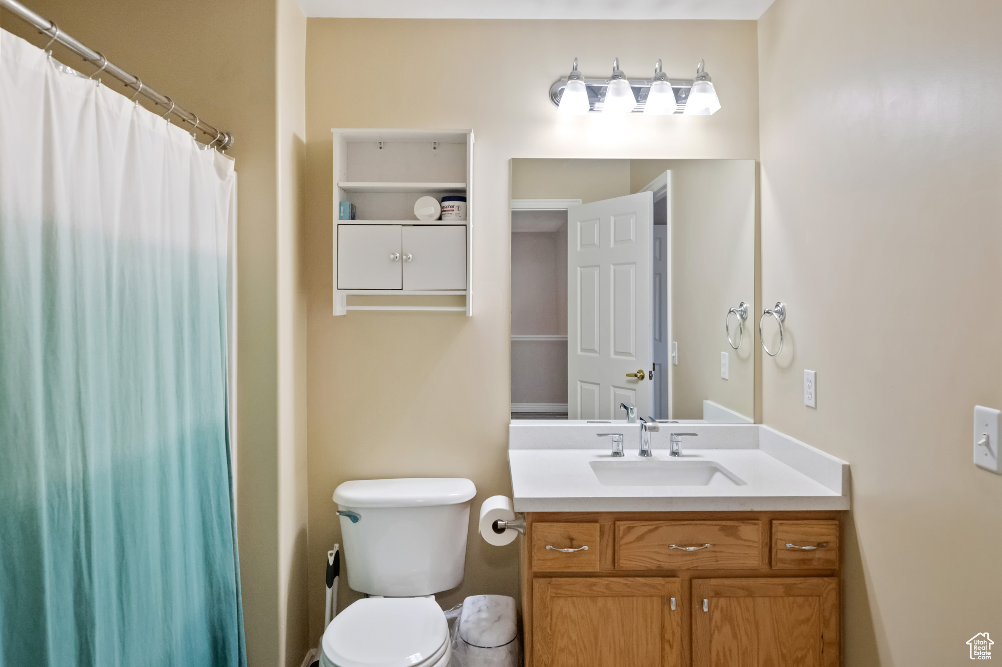 Bathroom featuring vanity and toilet