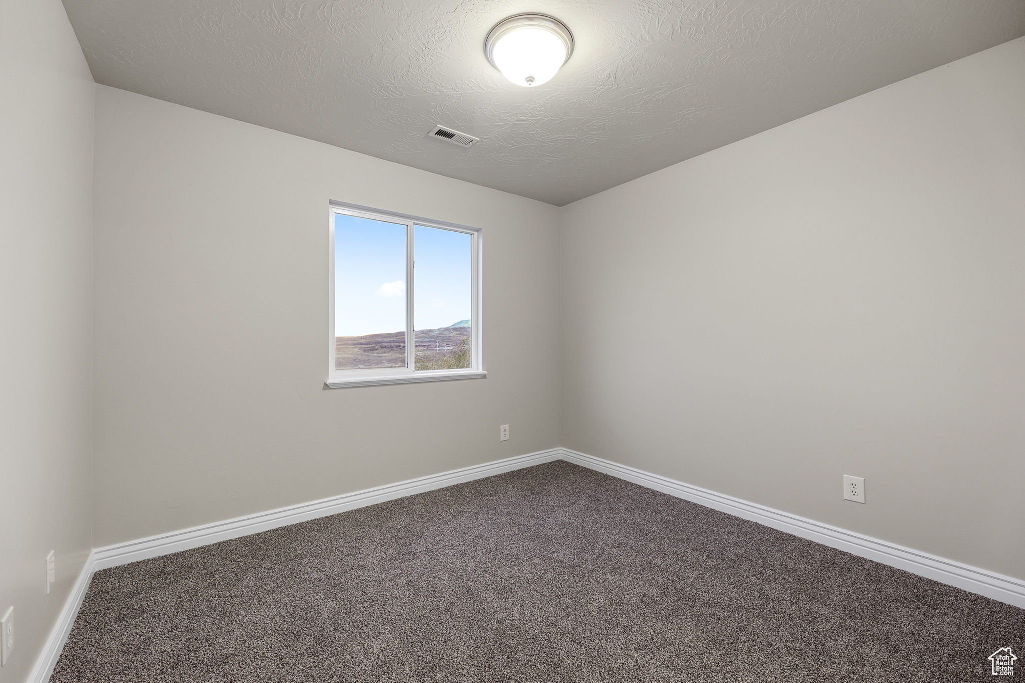 Unfurnished room featuring carpet floors and a textured ceiling