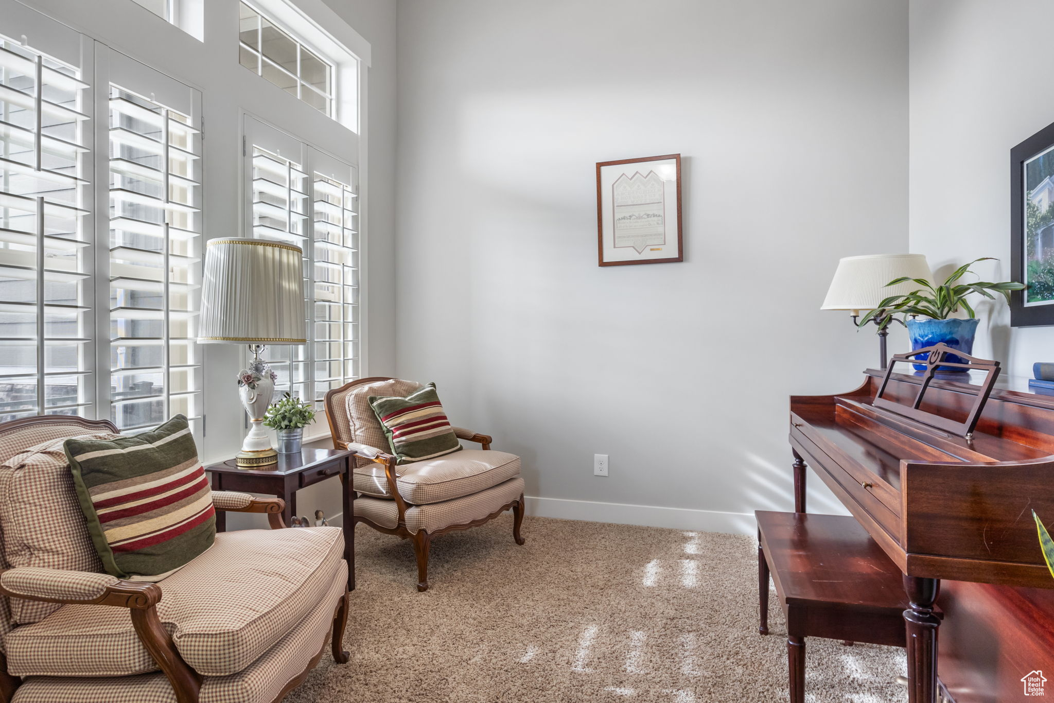 Living area featuring carpet floors