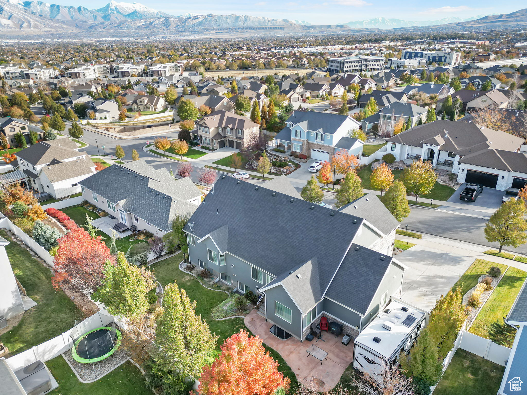 Aerial view featuring a mountain view