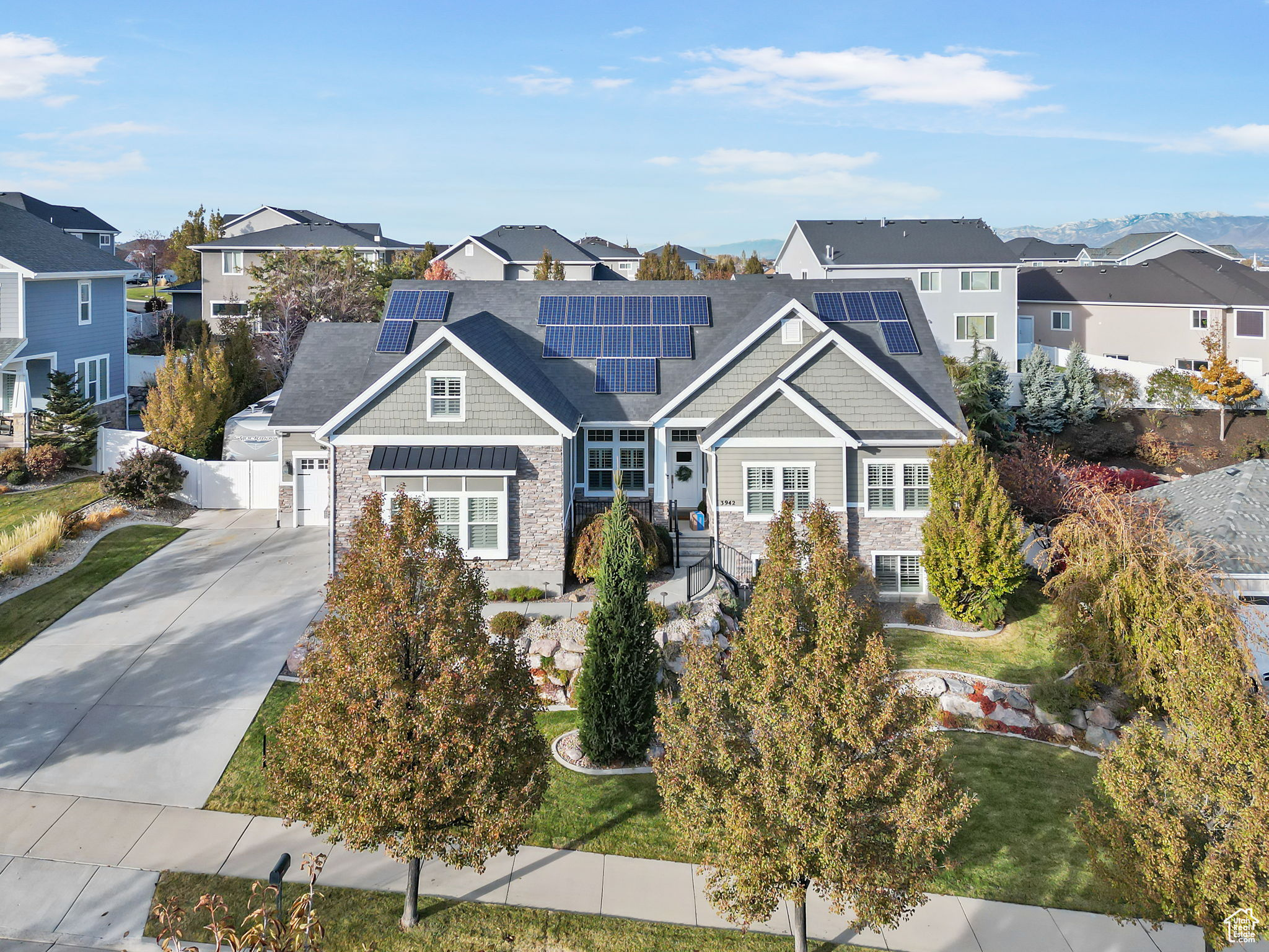 View of front of house with solar panels