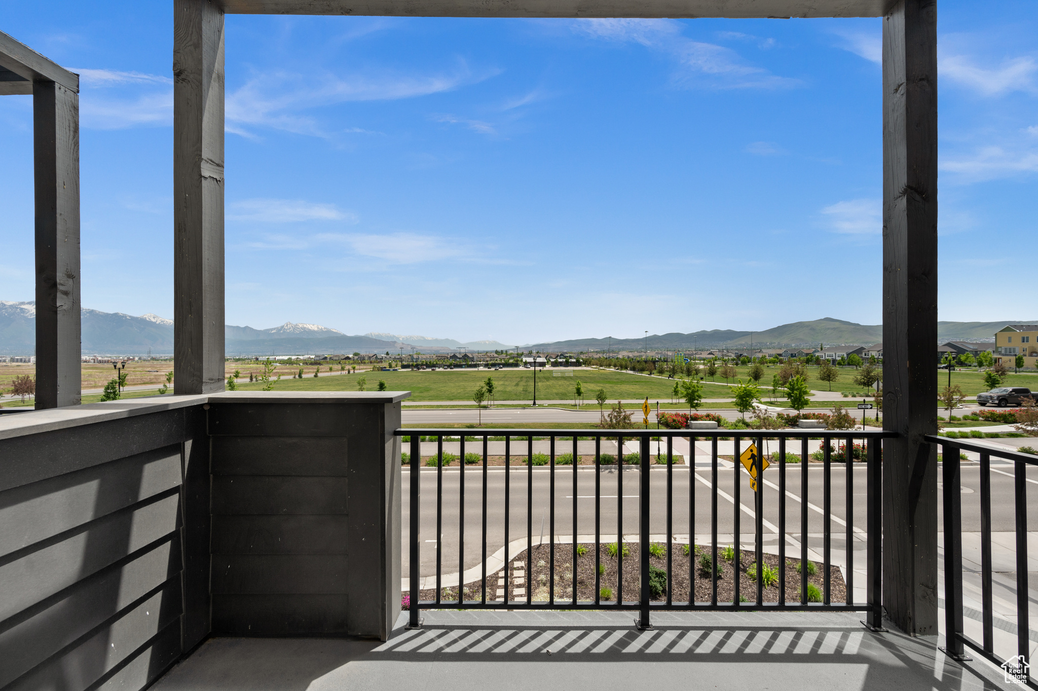 Balcony with a mountain view