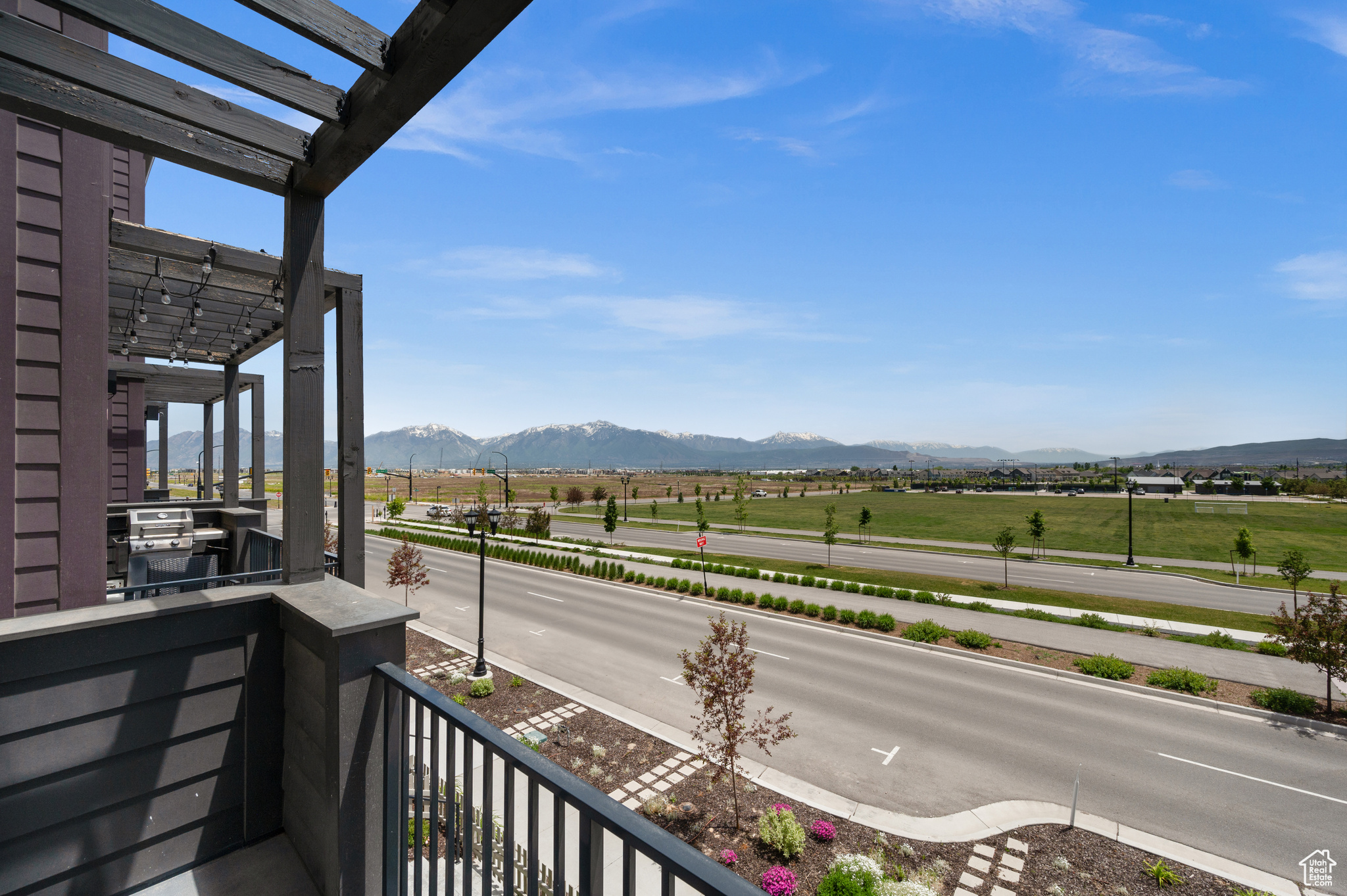 Balcony with a mountain view