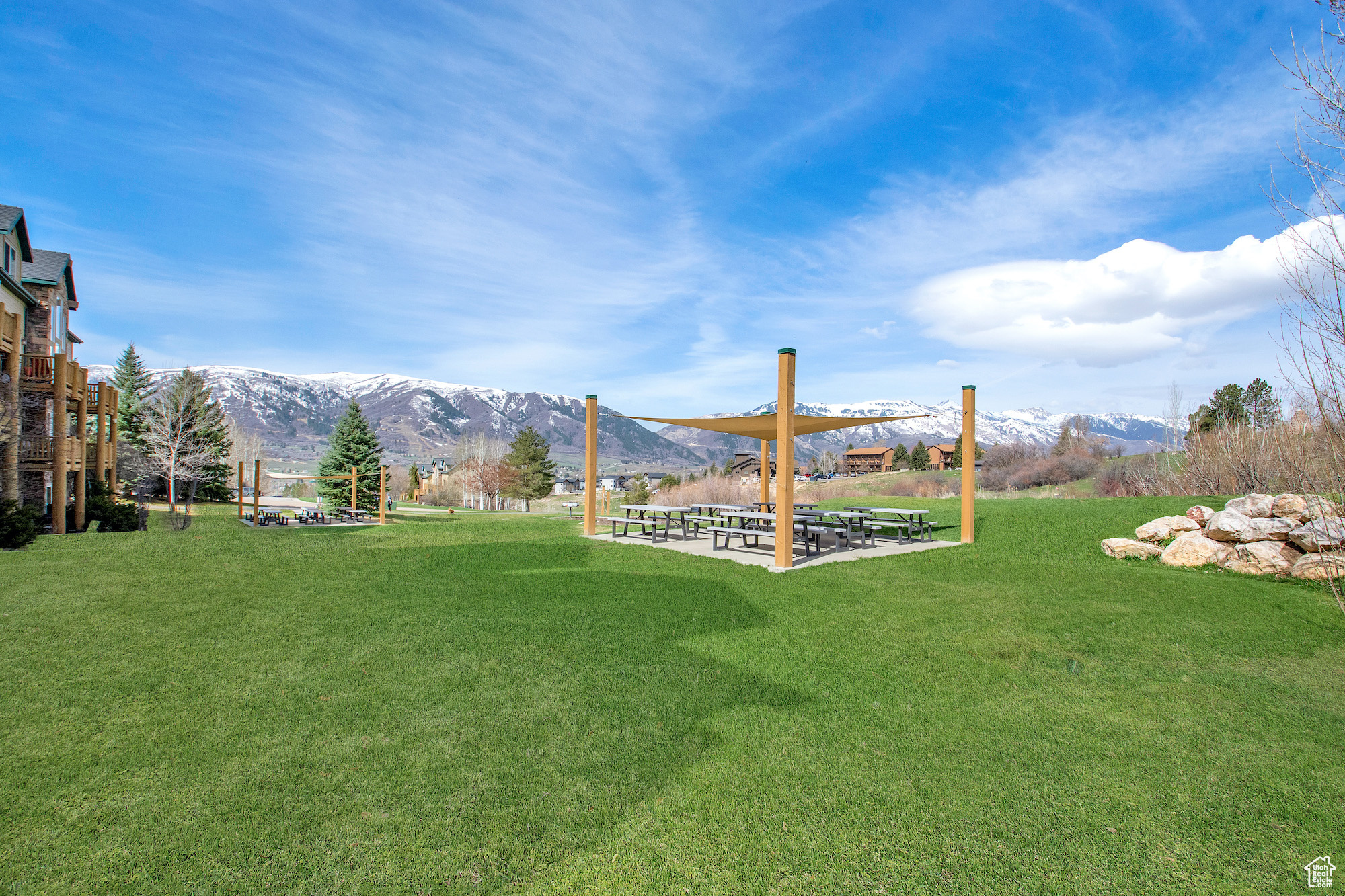 View of Picnic Area featuring a mountain view