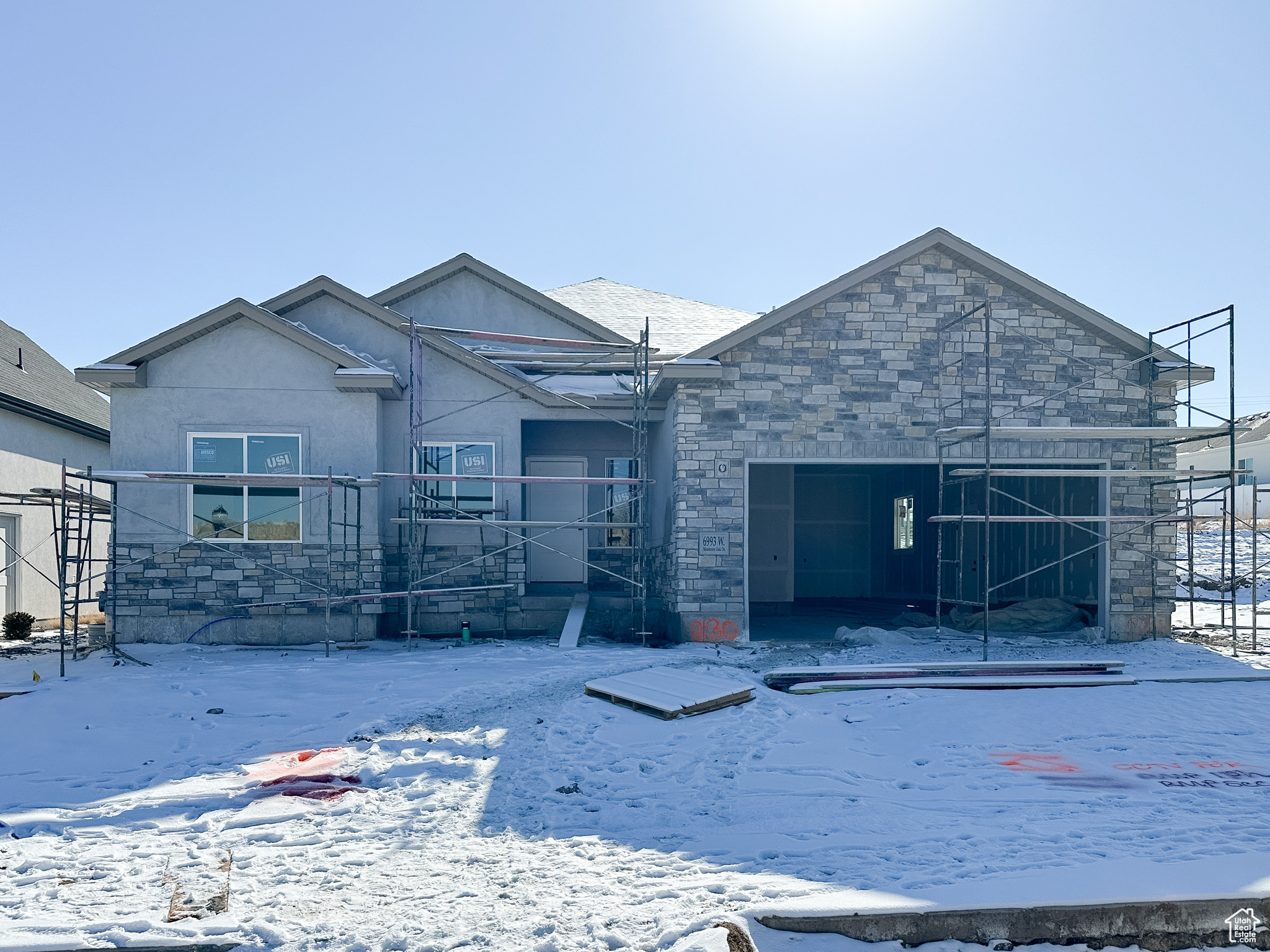 View of front of home with a garage