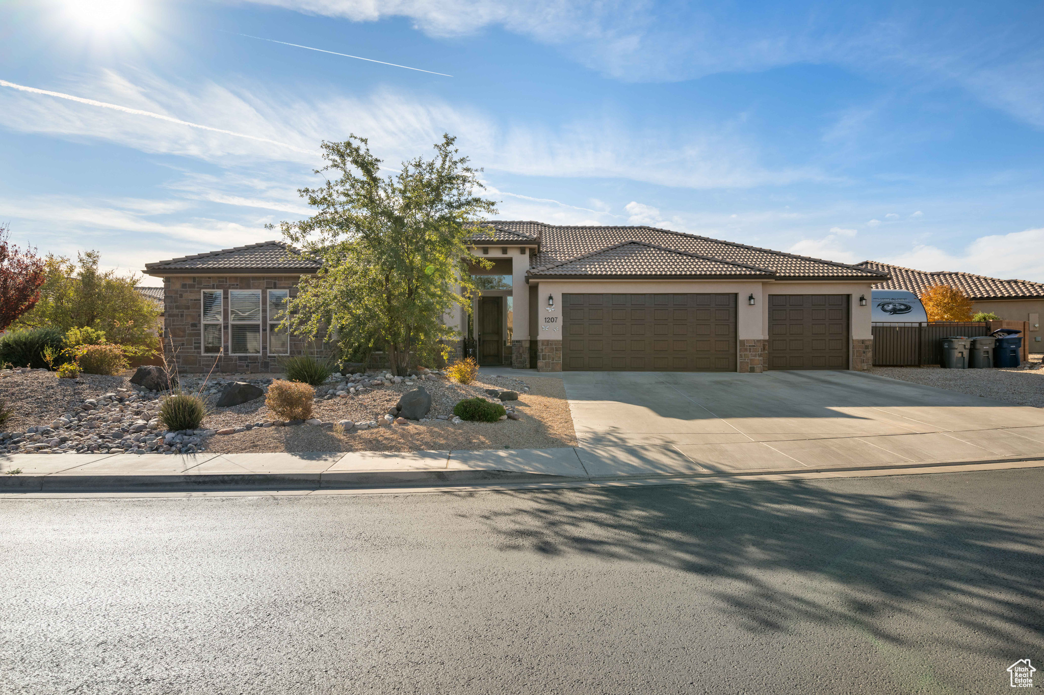 View of front of home with a garage