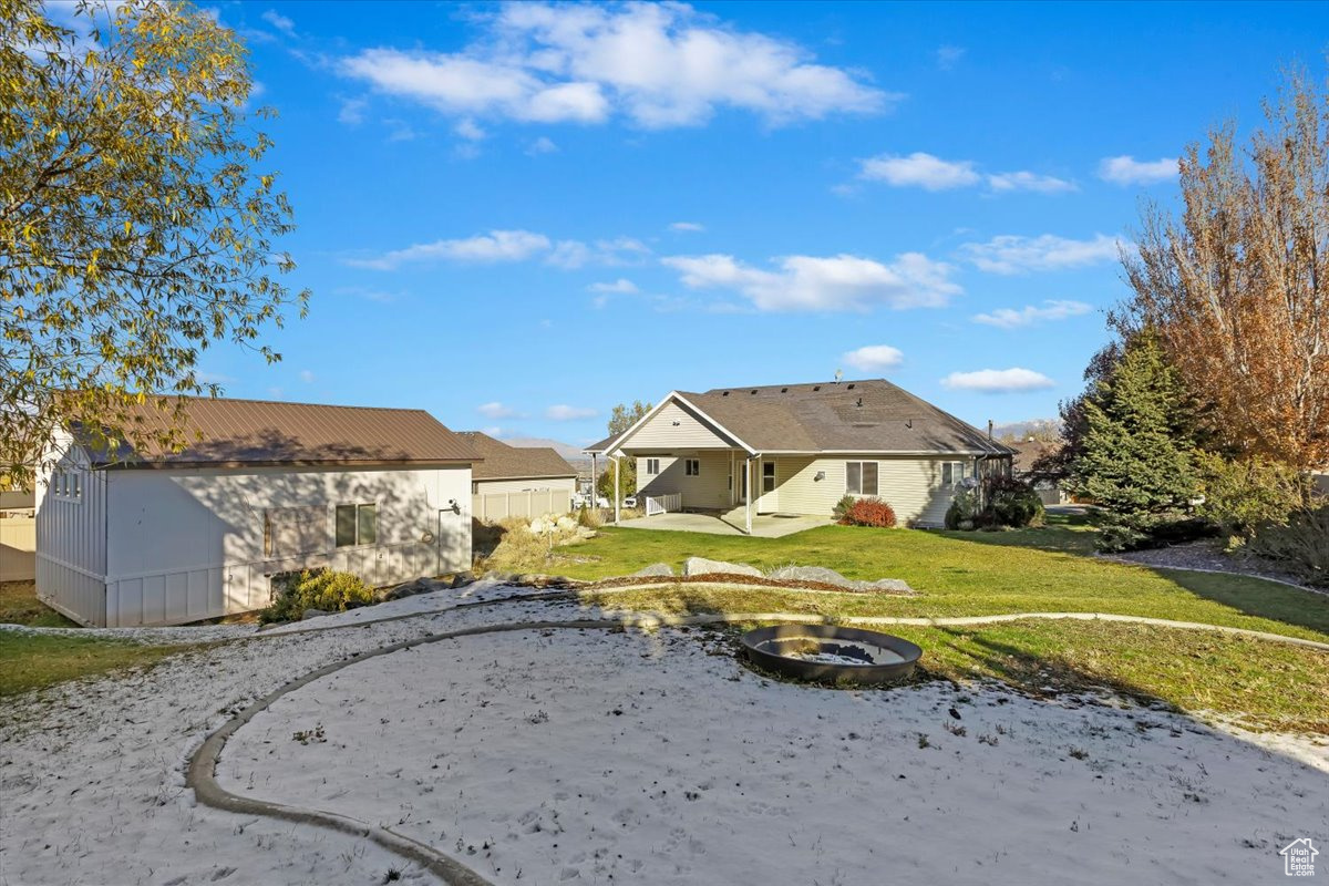 Exterior space with a lawn