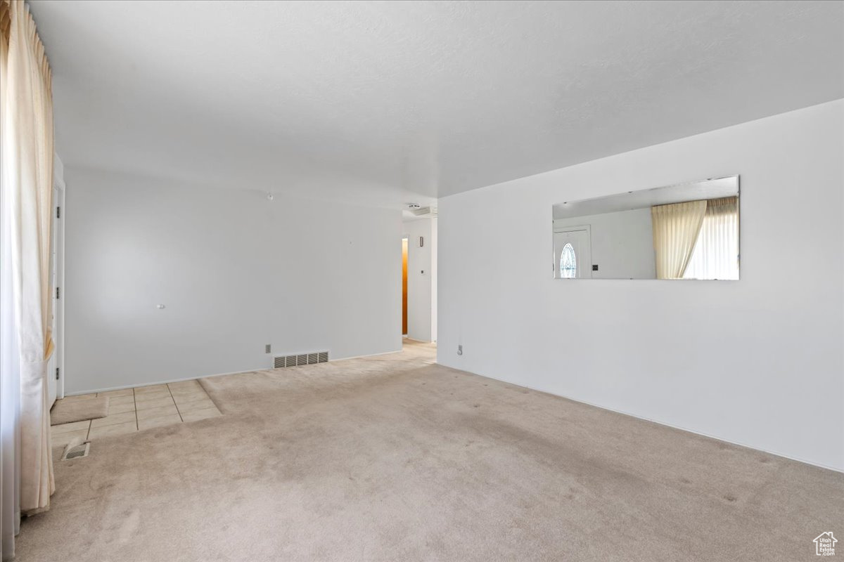 Unfurnished room with light carpet