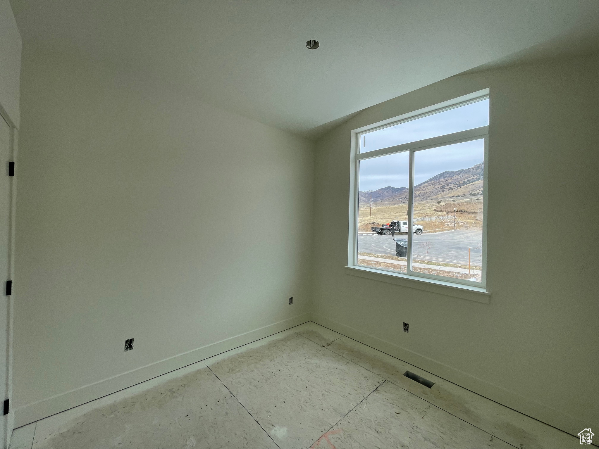 Empty room with a mountain view