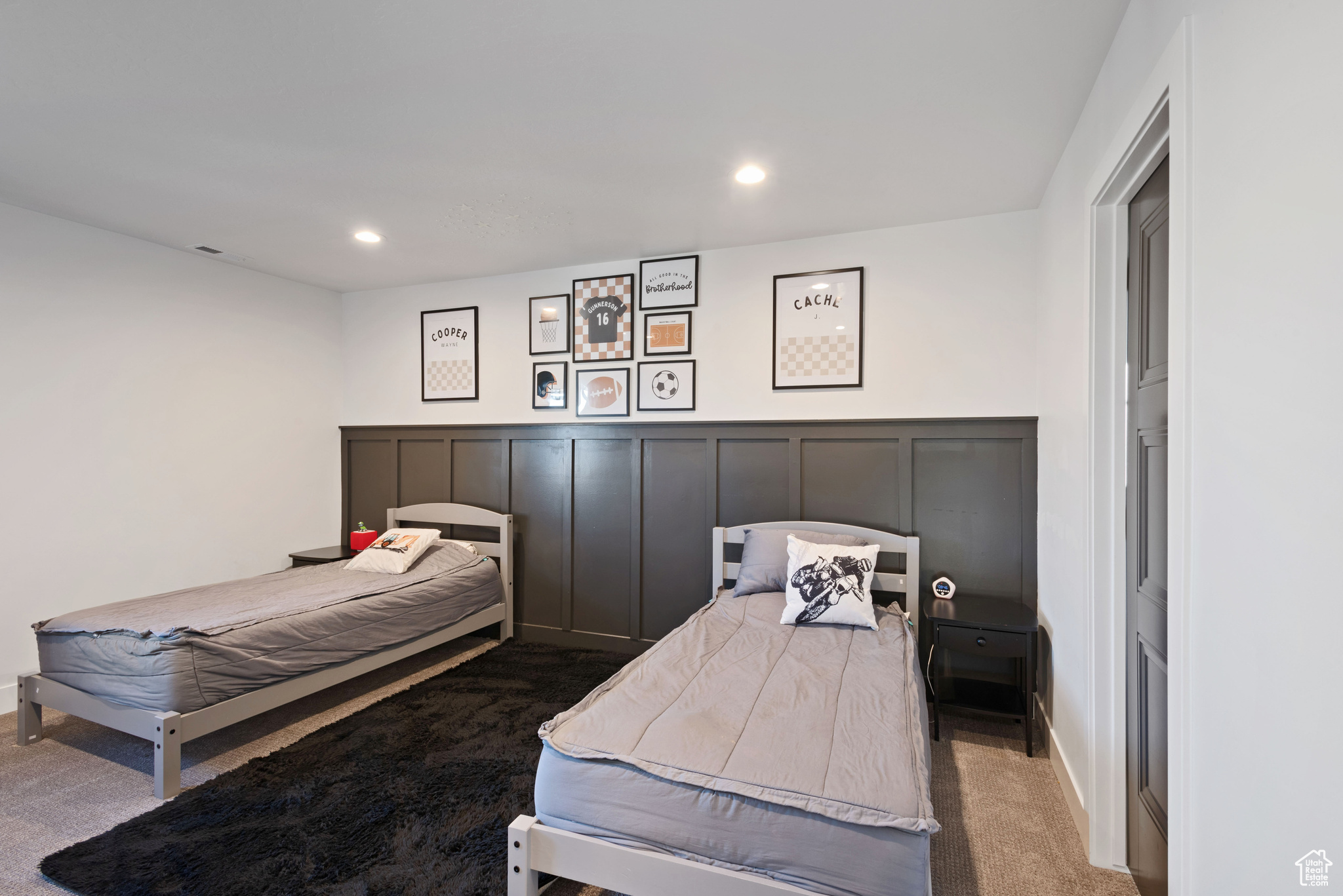 Bedroom with carpet flooring